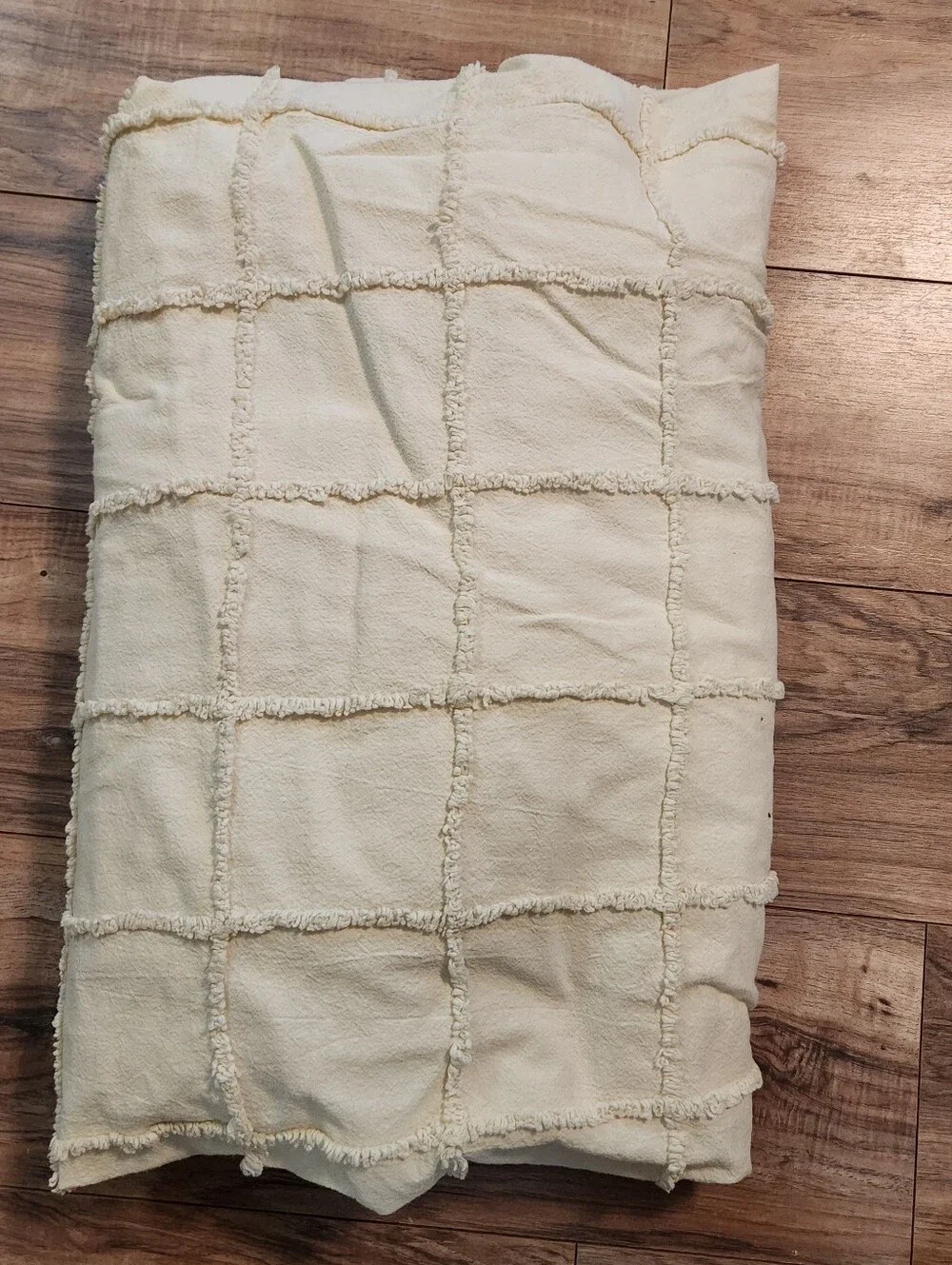 Urban Outfitters Tufted Grid Comforter Cream Duvet Cover Buttons Size Full/Queen